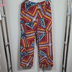 Ark & Co Multicolor Wide Leg Geo Print Pants